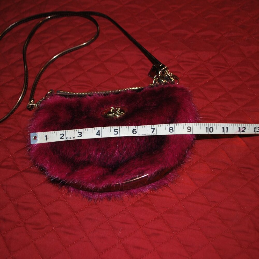 Cute Sharif Maroon Fur Purse w/2 Straps - Picture 7 of 9
